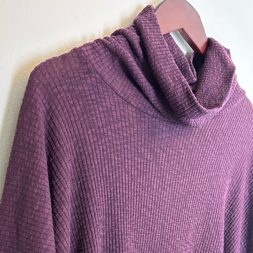 Free People Beach Burgundy World Traveler Cowl Neck Split Back Top Size Large - Picture 2 of 11